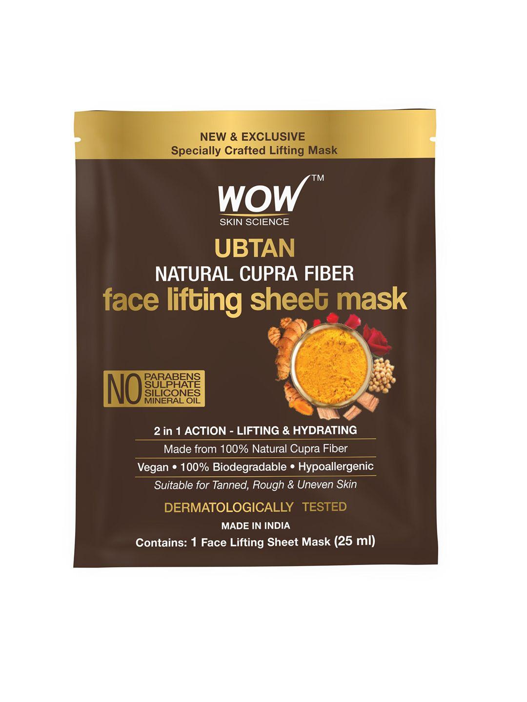 wow skin science  ubtan natural fiber cupra face lifting sheet mask 25ml