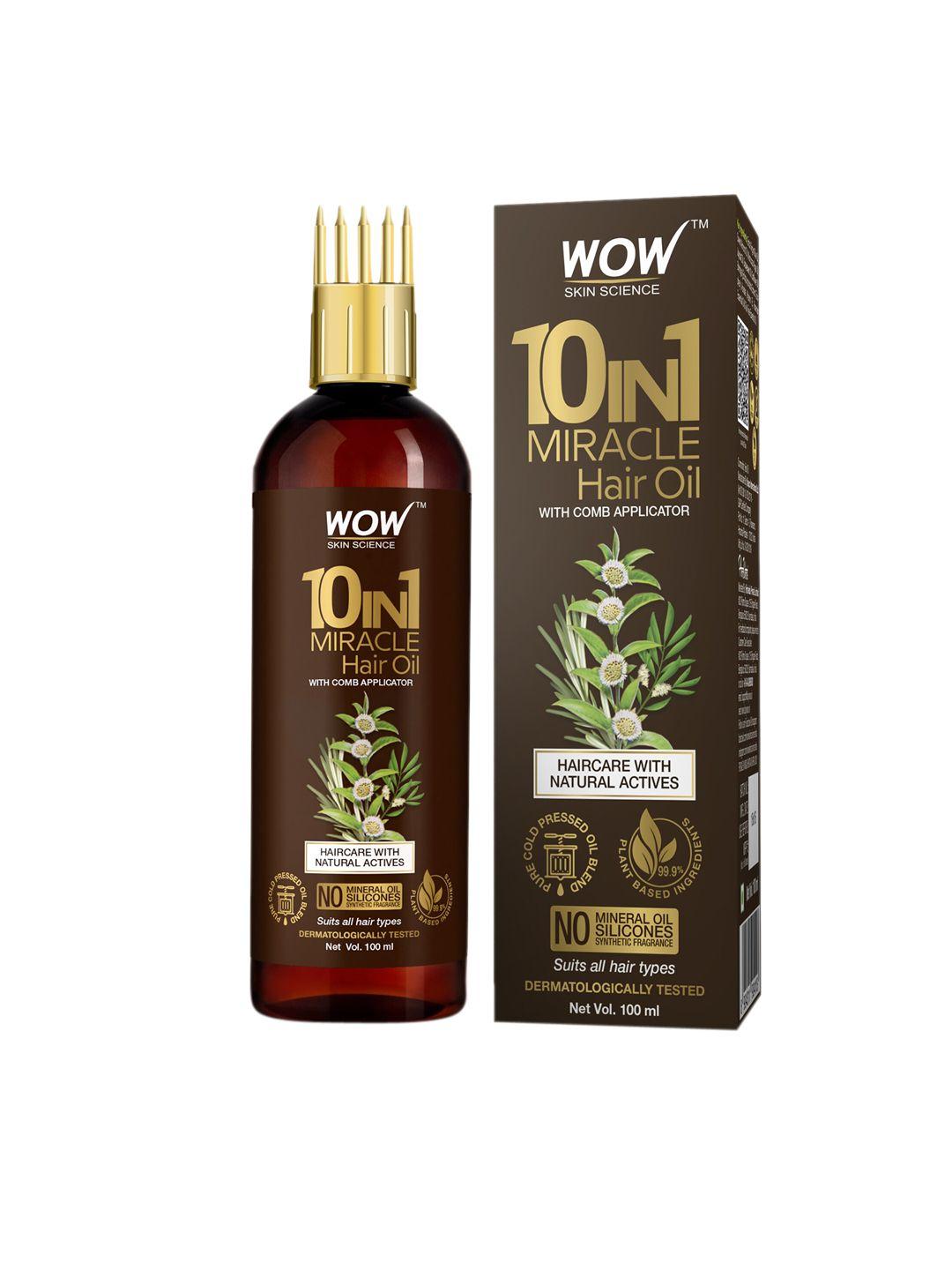 wow skin science 10 in 1 miracle hair oil with comb applicator - 100 ml