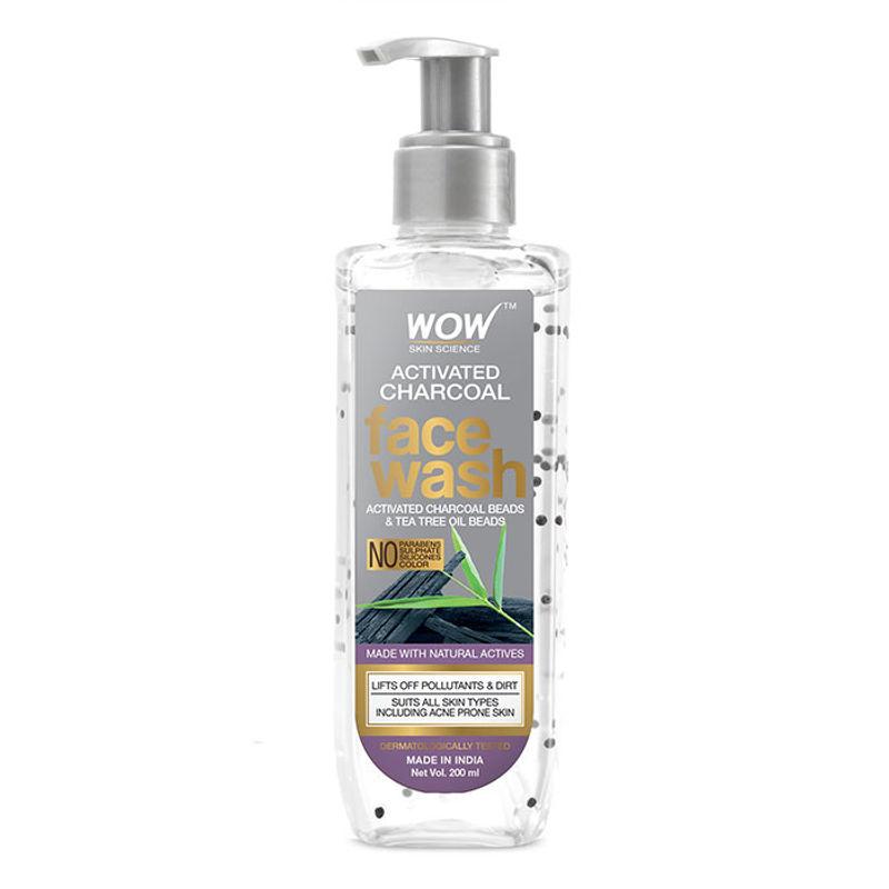wow skin science activated charcoal face wash bottle
