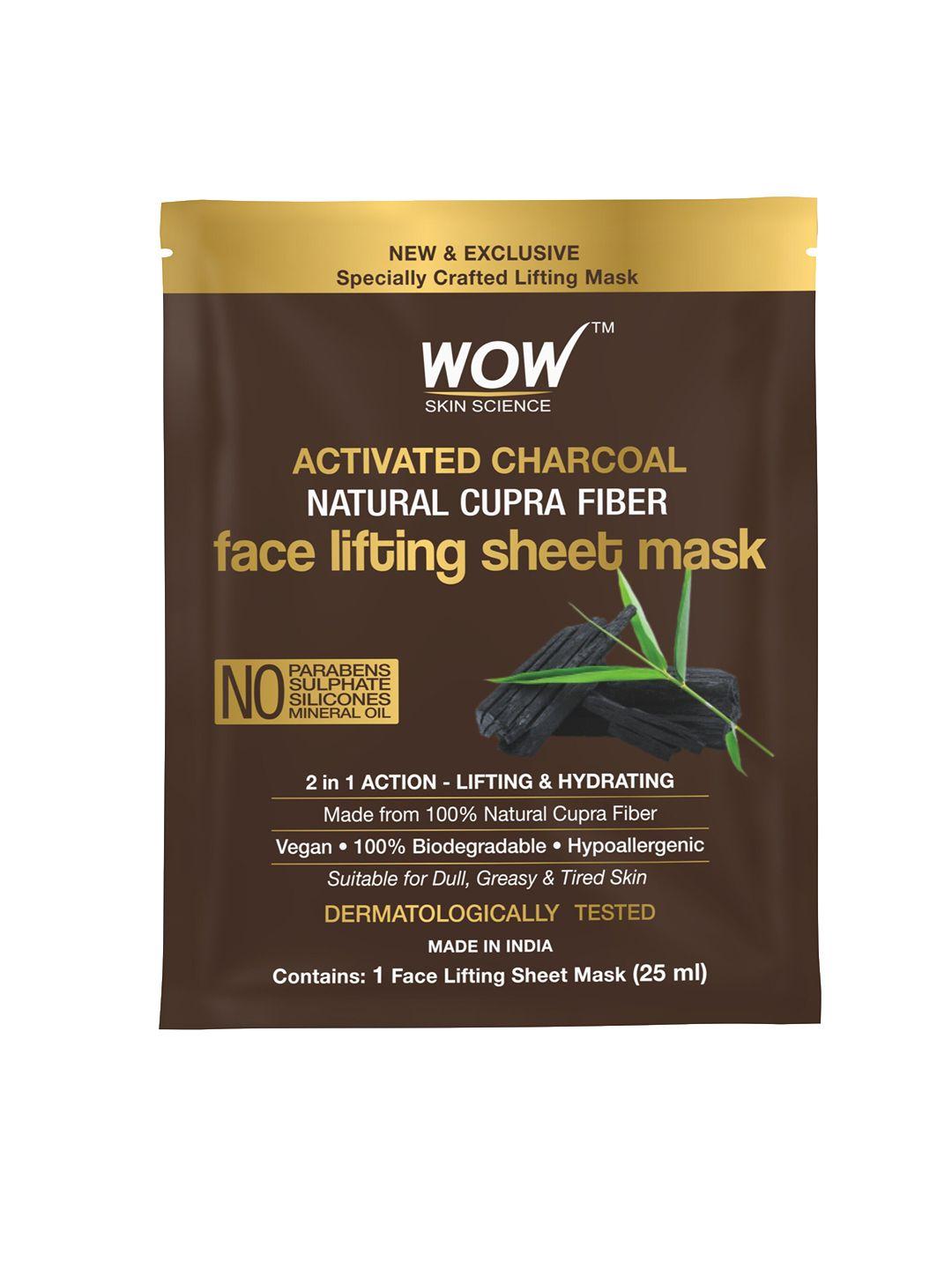 wow skin science activated charcoal natural cupra fiber face lifting sheet mask