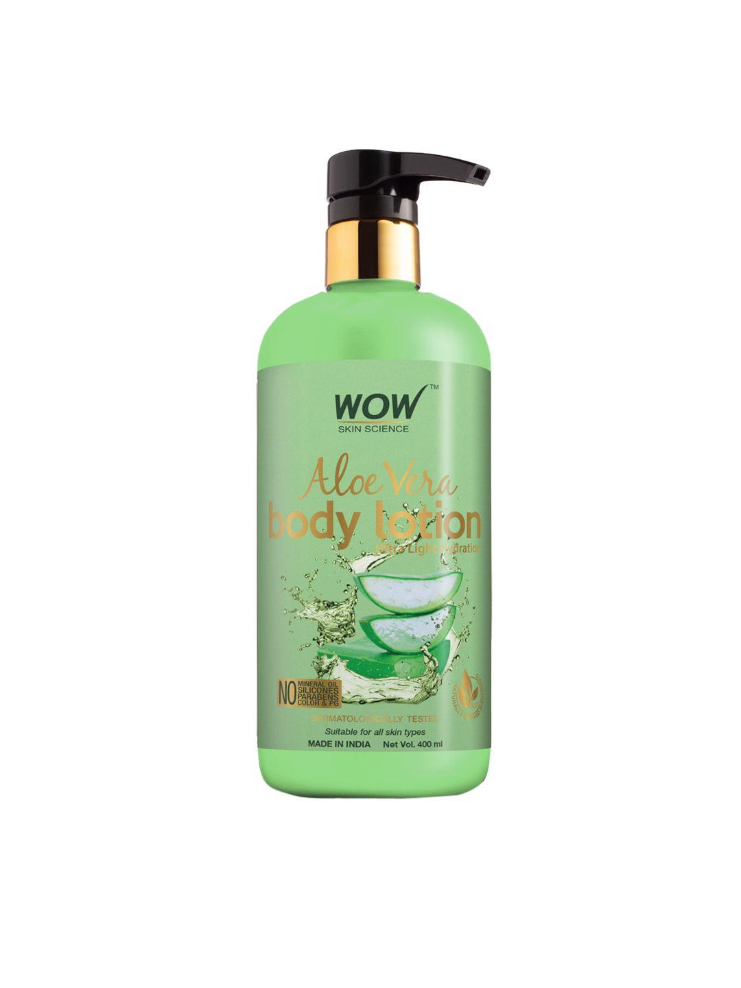 wow skin science aloe vera body lotion - ultra light hydration - 400 ml