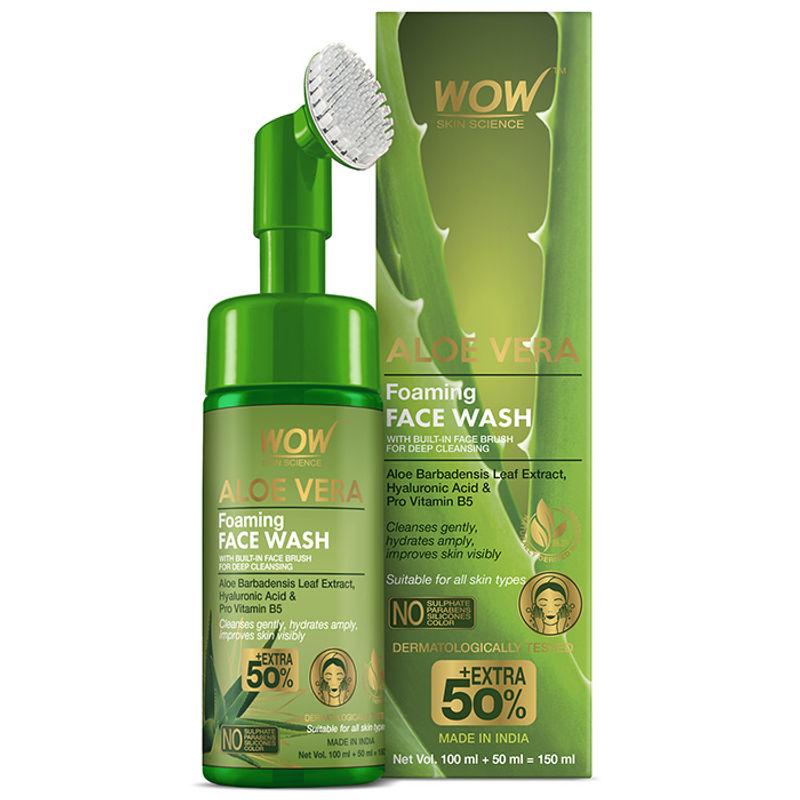 wow skin science aloe vera foaming face wash for cleansing & hydrating skin