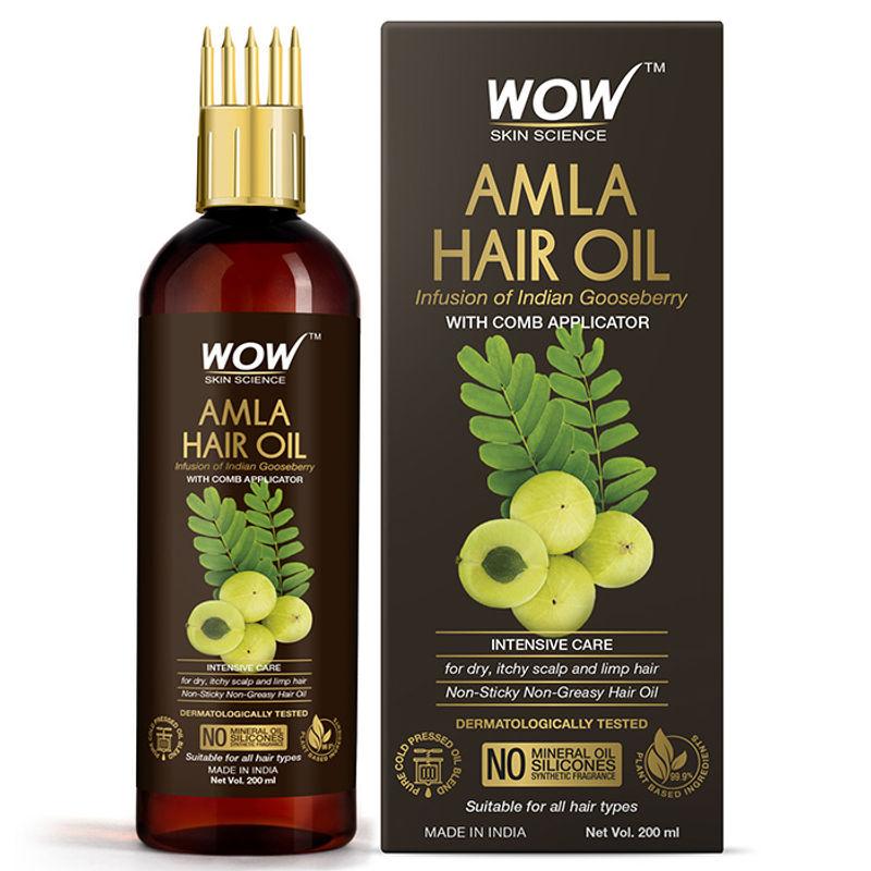 wow skin science amla hair oil with comb applicator