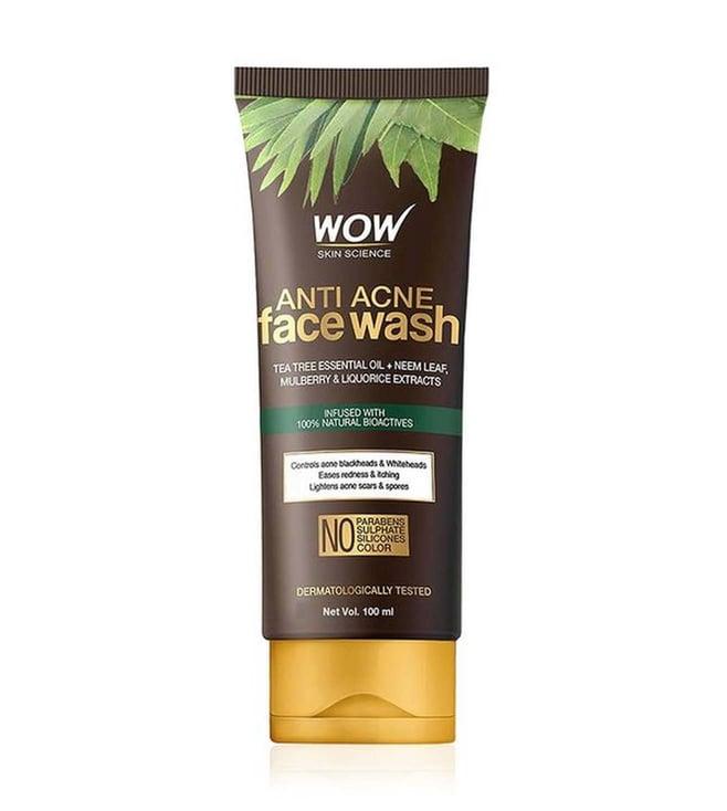 wow skin science anti acne neem & tea tree face wash - 100 ml