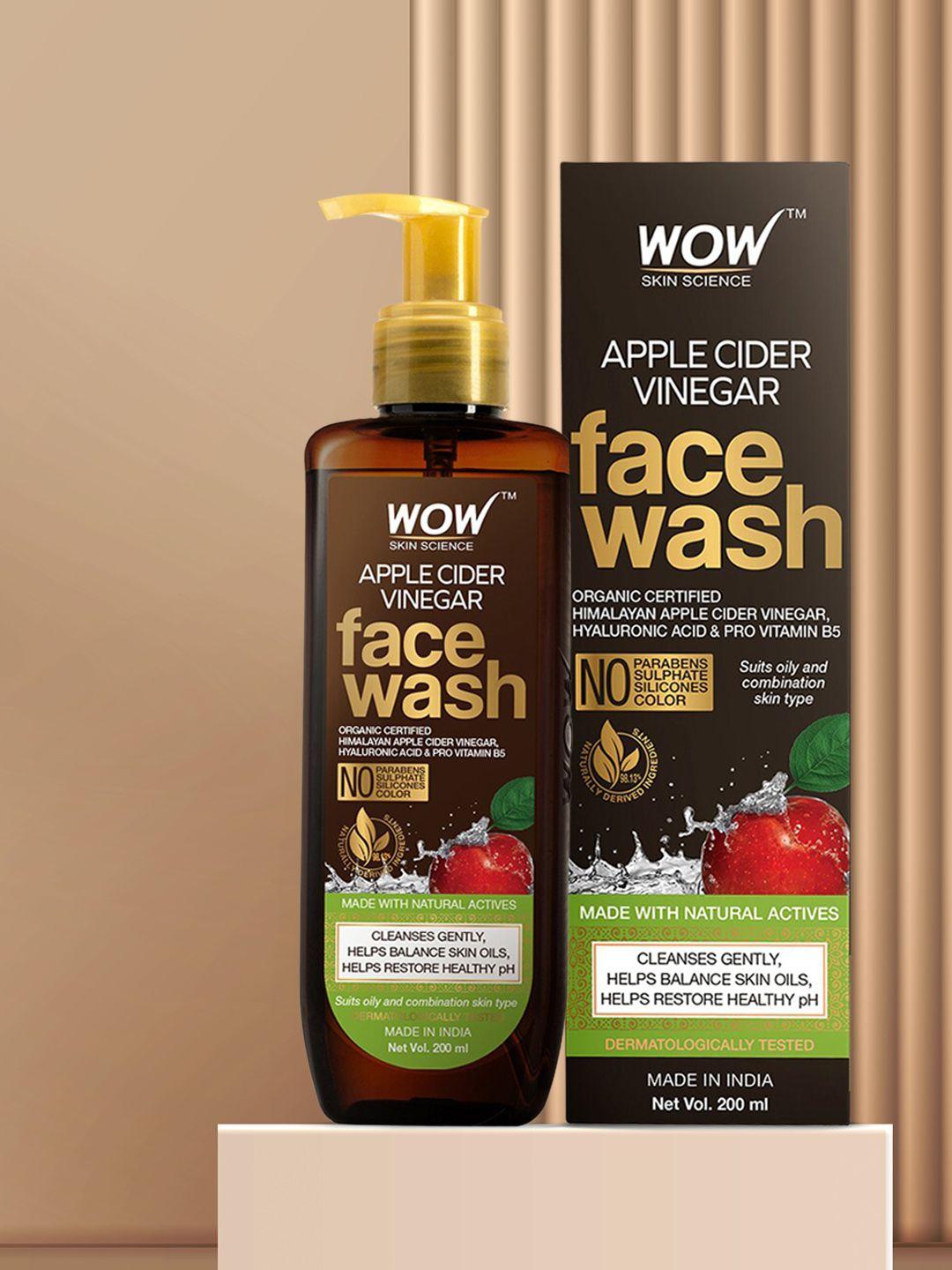 wow skin science apple cider vinegar face wash 200 ml