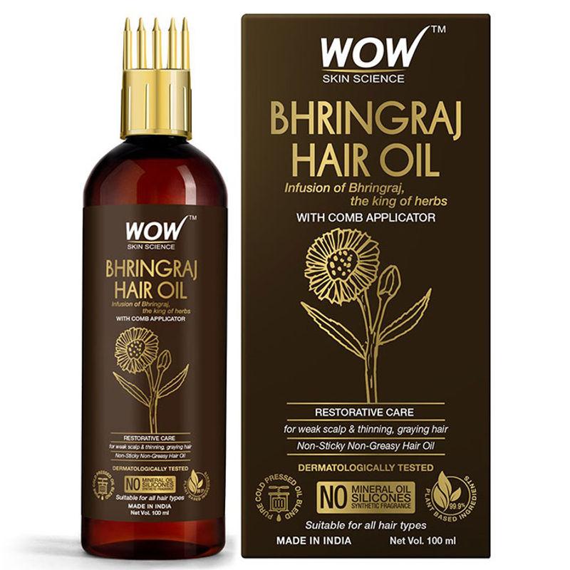 wow skin science bhringraj hair oil - with comb applicator(100ml)