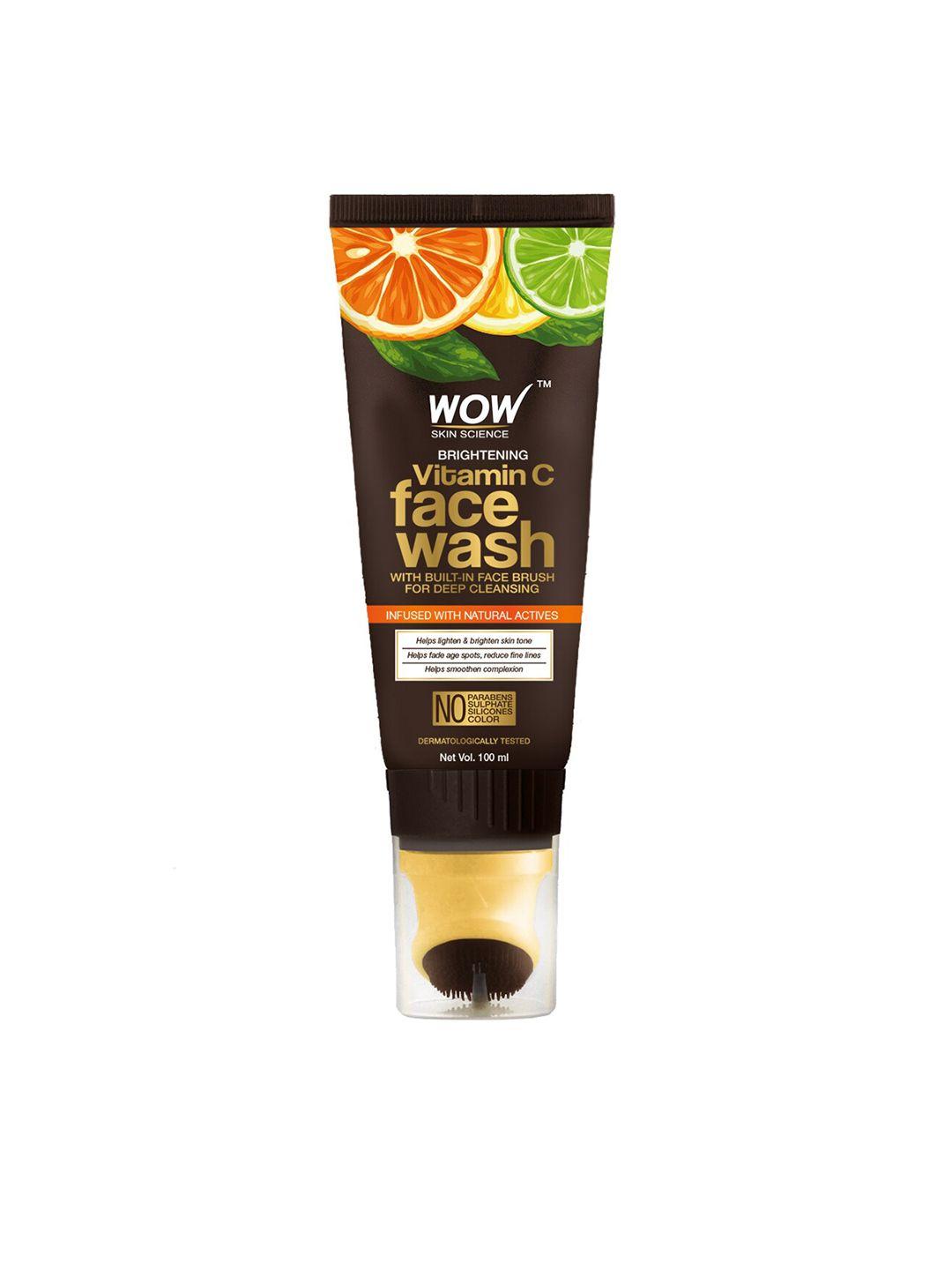 wow skin science brightening vitamin c foaming face wash gel with built-in face brush100ml