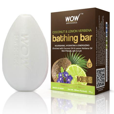 wow skin science coconut & lemon verbena bathing bar - skin-friendly with 5.5 ph - (75 g)