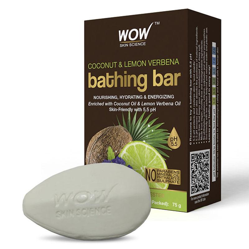 wow skin science coconut & lemon verbena bathing bar with 5.5 ph