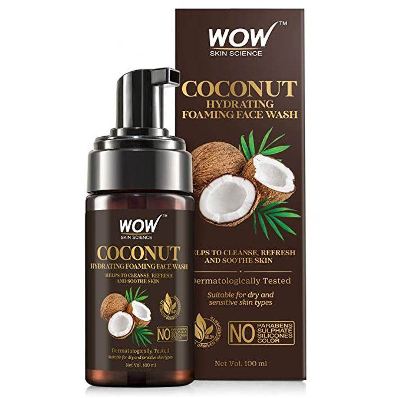 wow skin science coconut hydrating foaming face wash with pump