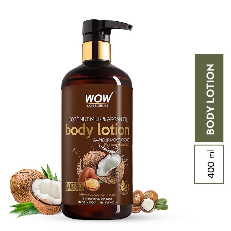 wow skin science coconut milk & argan oil body lotion - no mineral oil, parabens