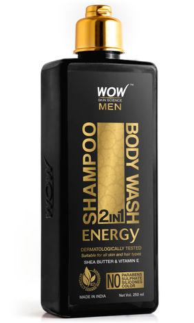 wow skin science energy 2-in-1 shampoo + body wash for men (250 ml)