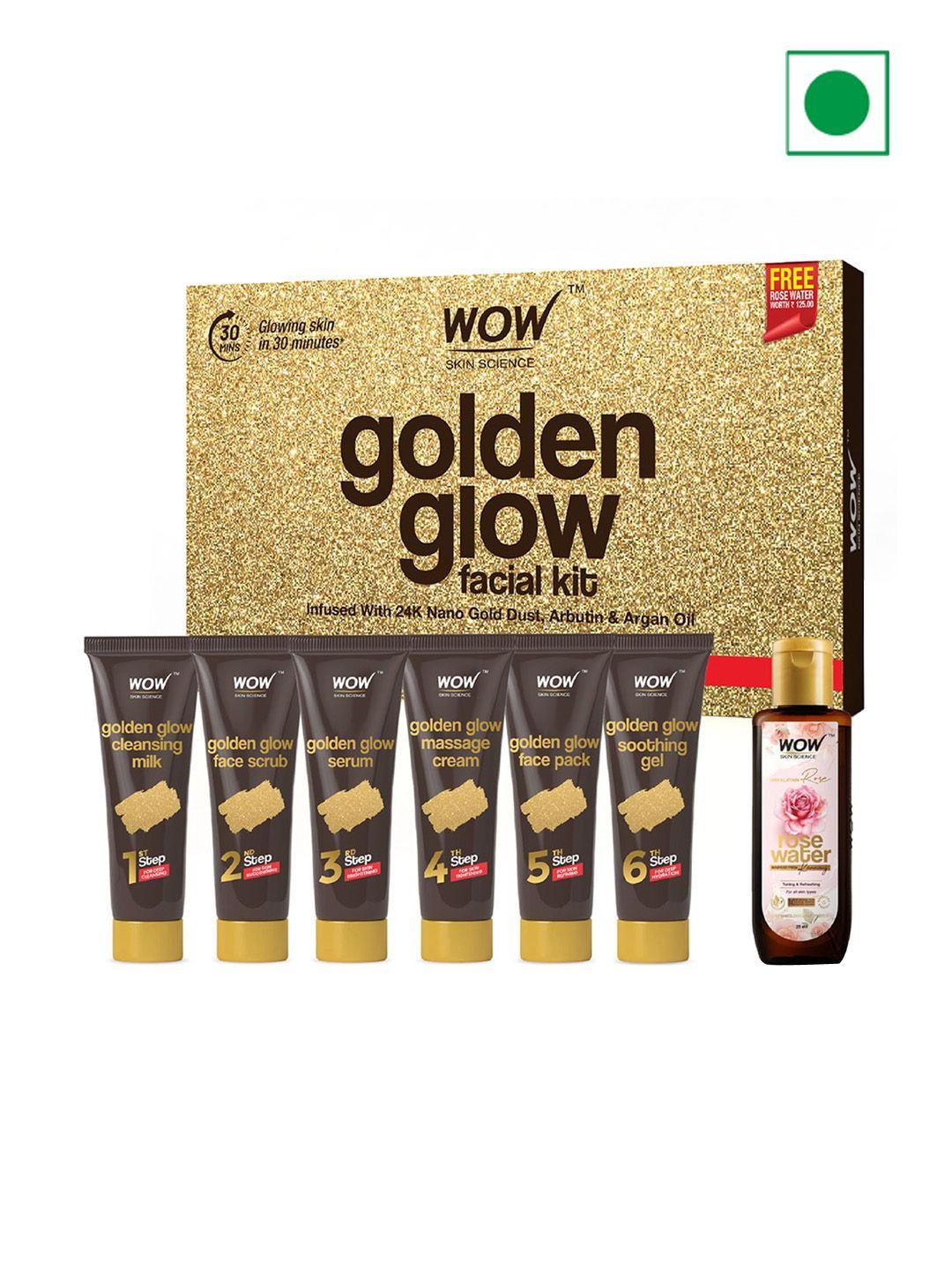wow skin science golden glow facial kit with arbutin & argan oil - 85 ml