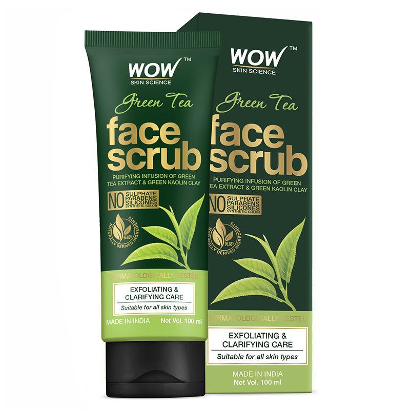 wow skin science green tea face scrub - no sulphate, parabens, silicones & synthetic color