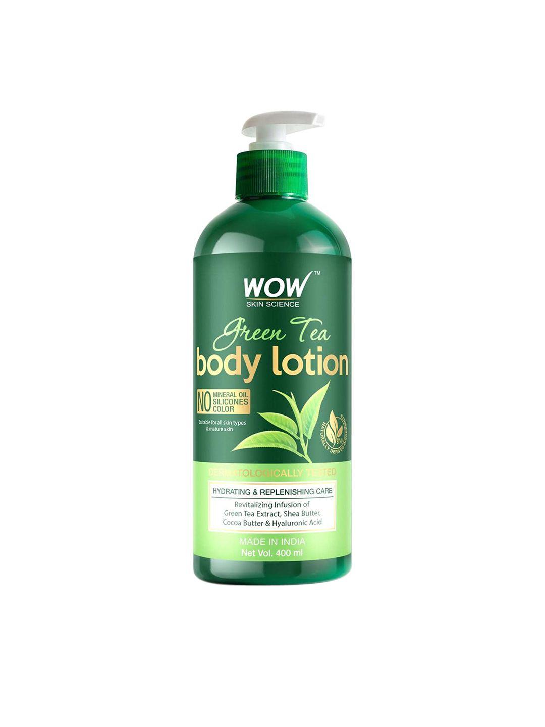 wow skin science green tea hydrating & replenishing body lotion - 400 ml