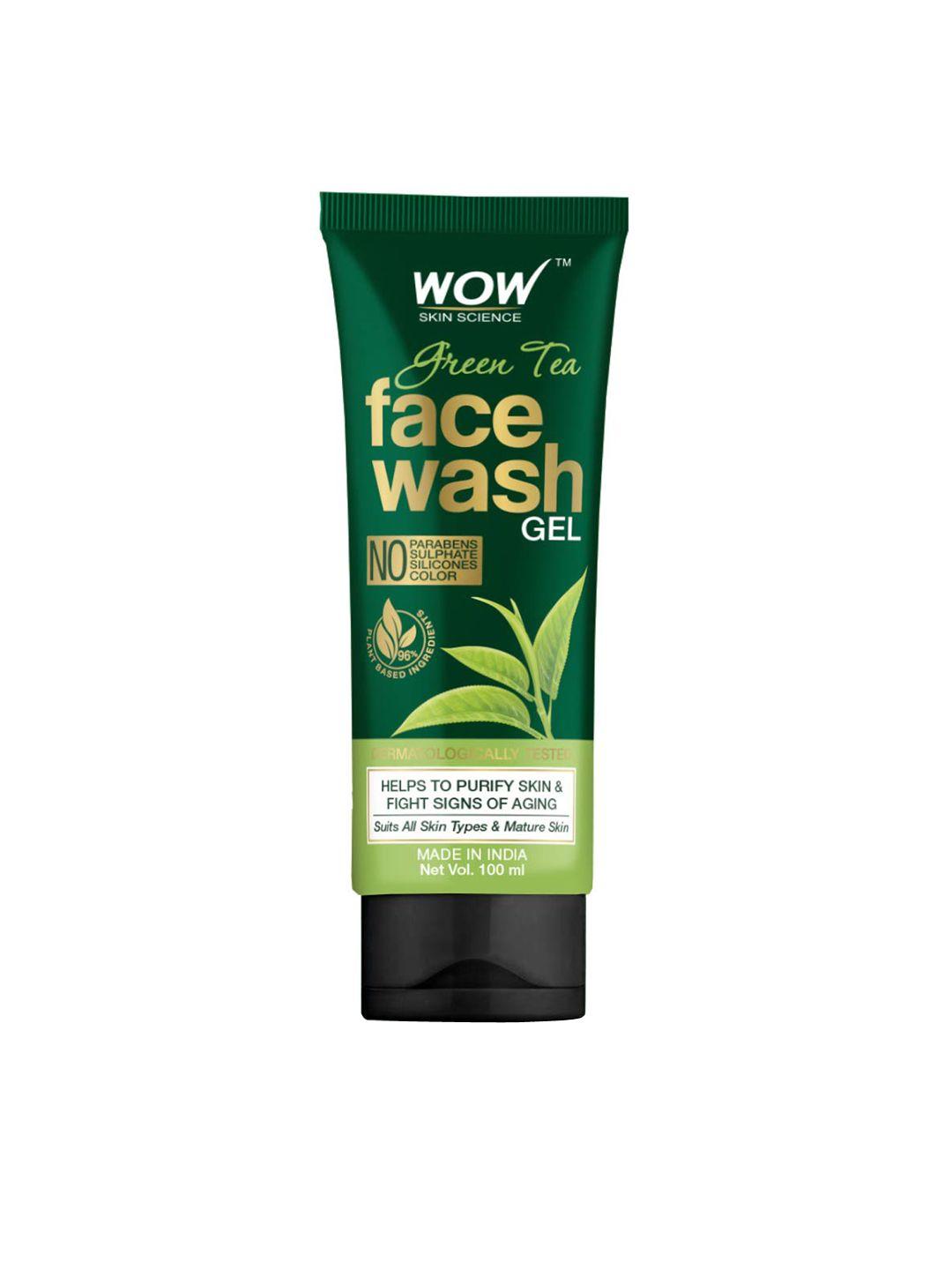 wow skin science green tea vegan face wash gel 100 ml