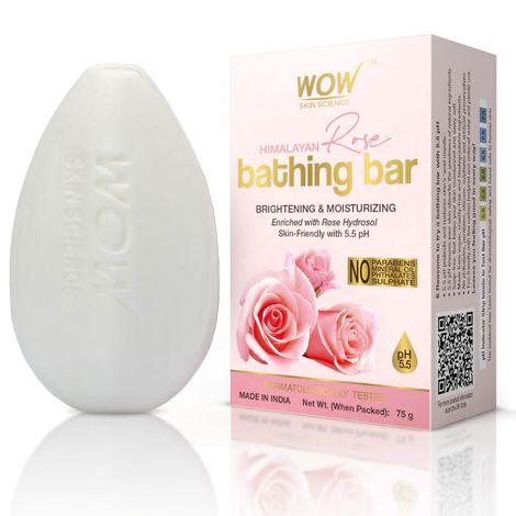 wow skin science himalayan rose bathing bar -skin-friendly with 5.5 ph - (75 g)