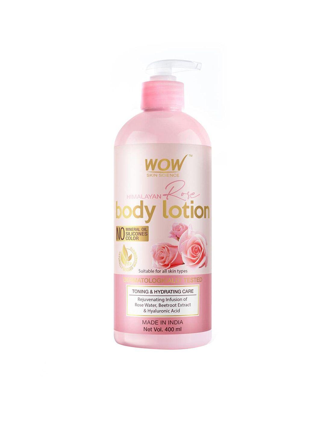 wow skin science himalayan rose body lotion - toning & hydrating 400 ml