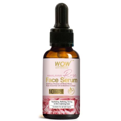 wow skin science himalayan rose face serum - with rose water, rose essential oil & beetroot extract - for hydrating & toning skin - no mineral oil, parabens, silicones & synthetic color - 30ml