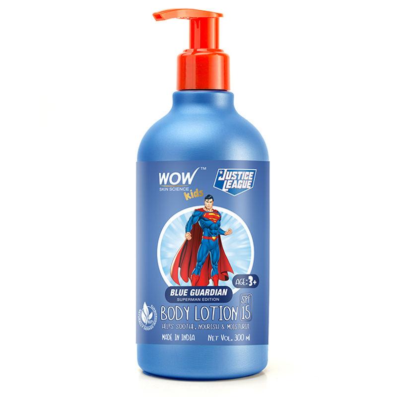 wow skin science kids body lotion - spf 15 - blue guardian superman edition