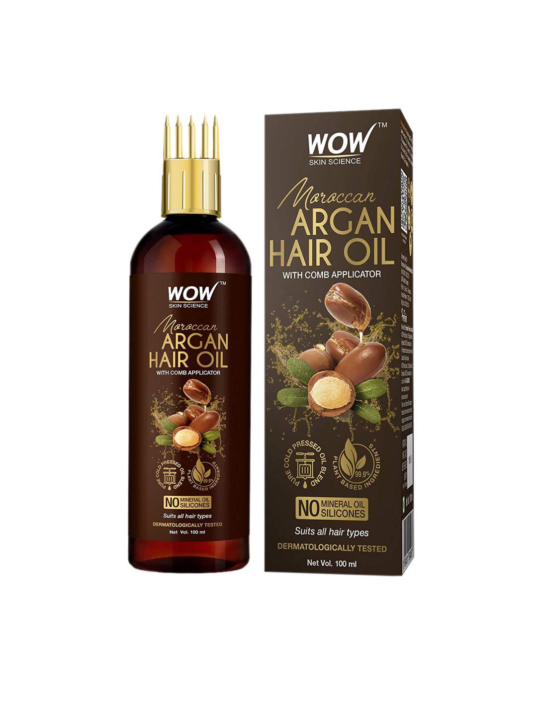 wow skin science moroccan argan hair oil with comb applicator 100 ml