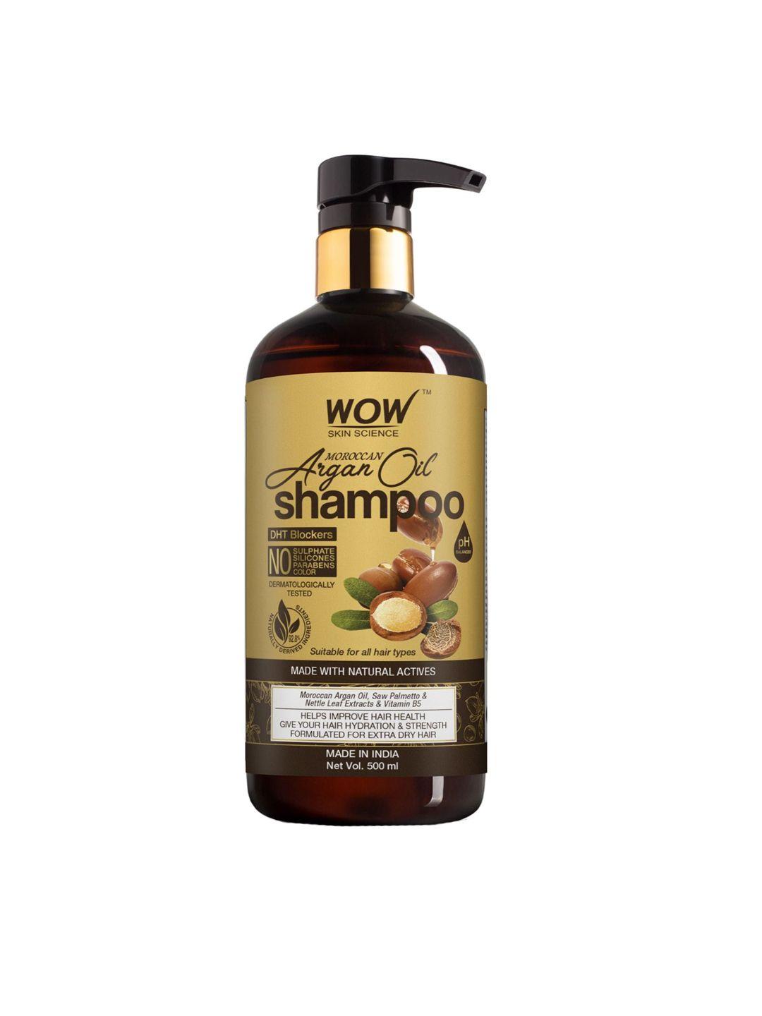wow skin science moroccan argan oil shampoo with dht blocker - 500 ml