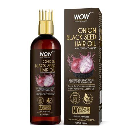 wow skin science onion black seed hair oil - with comb applicator (100 ml)