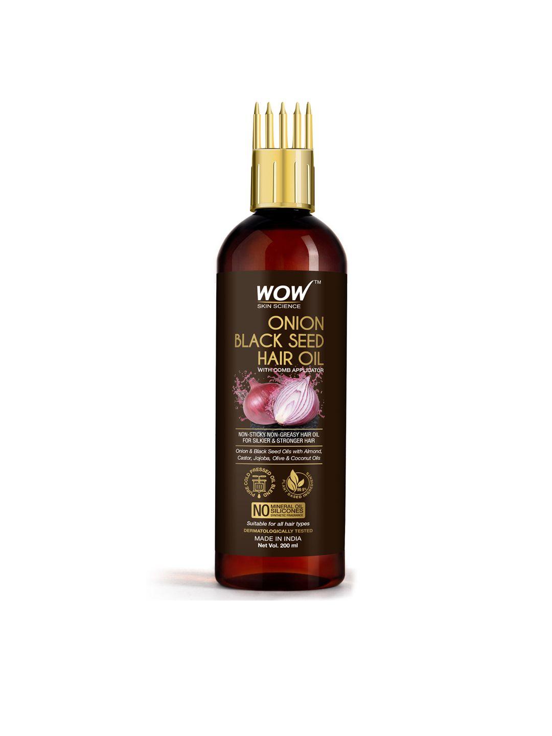wow skin science onion hair oil with black seed oil extracts with comb applicator - 200 ml