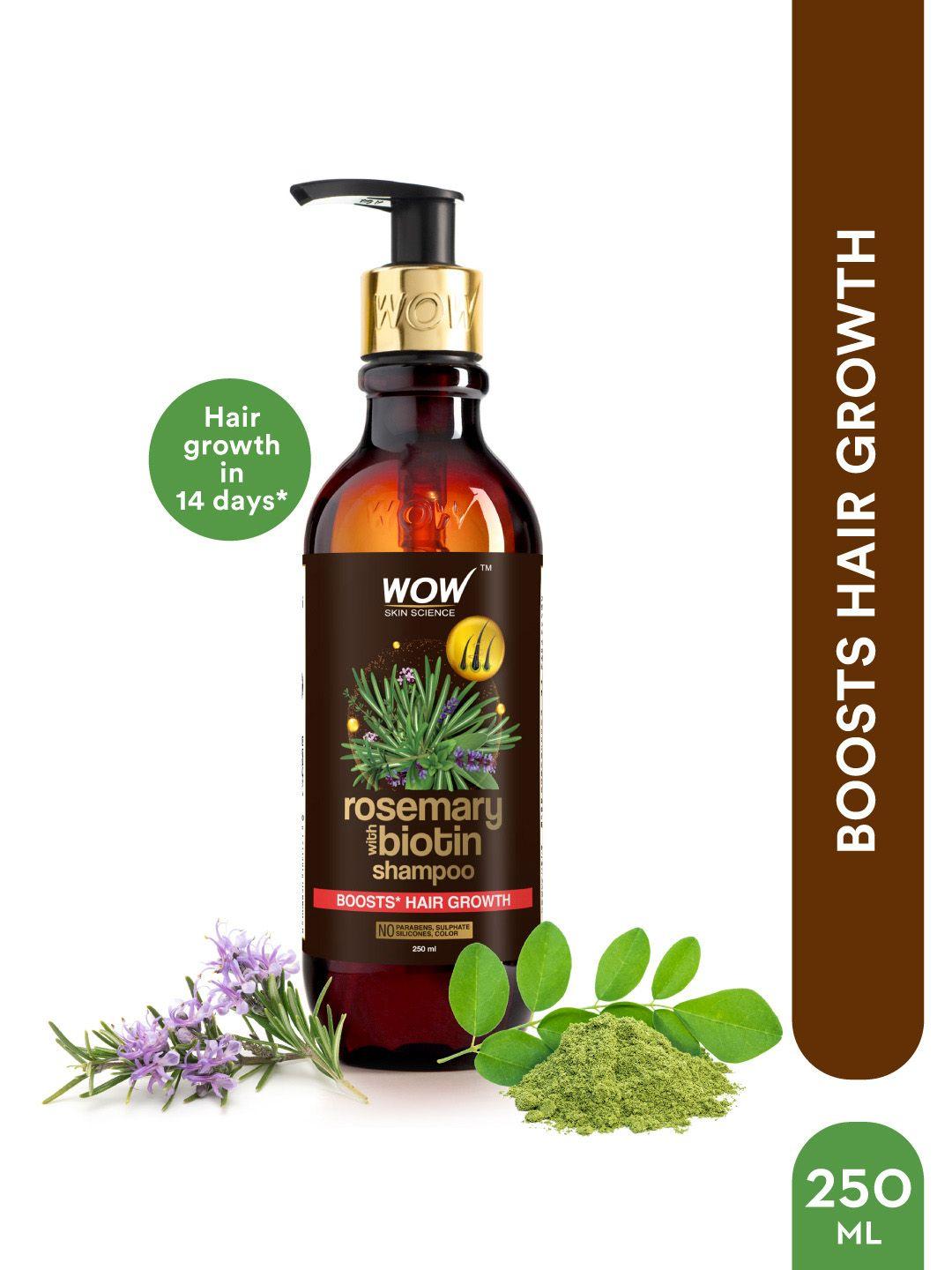 wow skin science rosemary with biotin hair growth shampoo with moringa extract - 250 ml