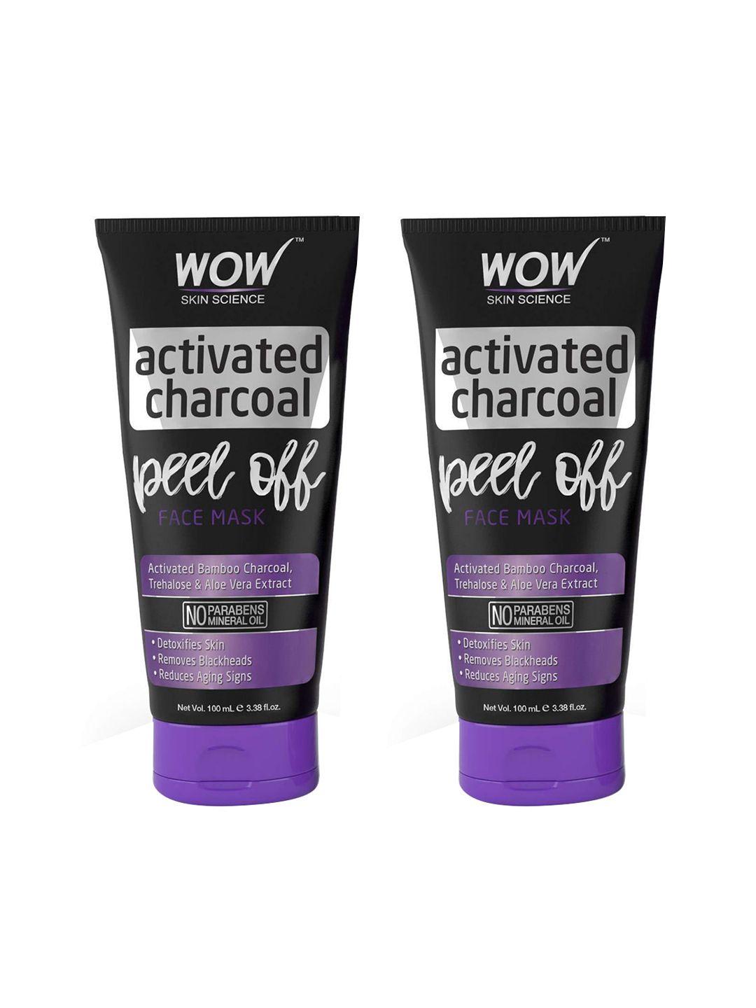 wow skin science set of 2 activated charcoal peel-off face mask - 100 ml each