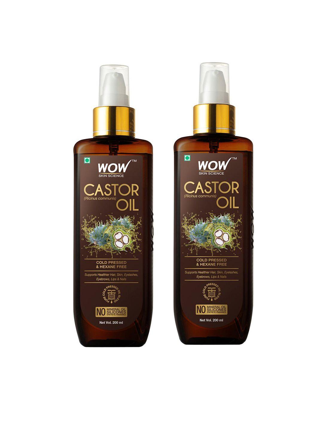 wow skin science set of 2 cold pressed castor oil - 200 ml each