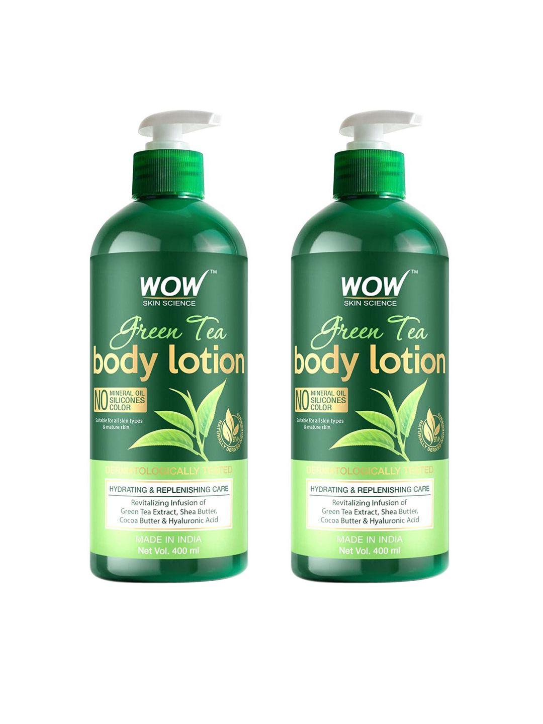 wow skin science set of 2 green tea hydrating & replenishing body lotion - 400 ml each