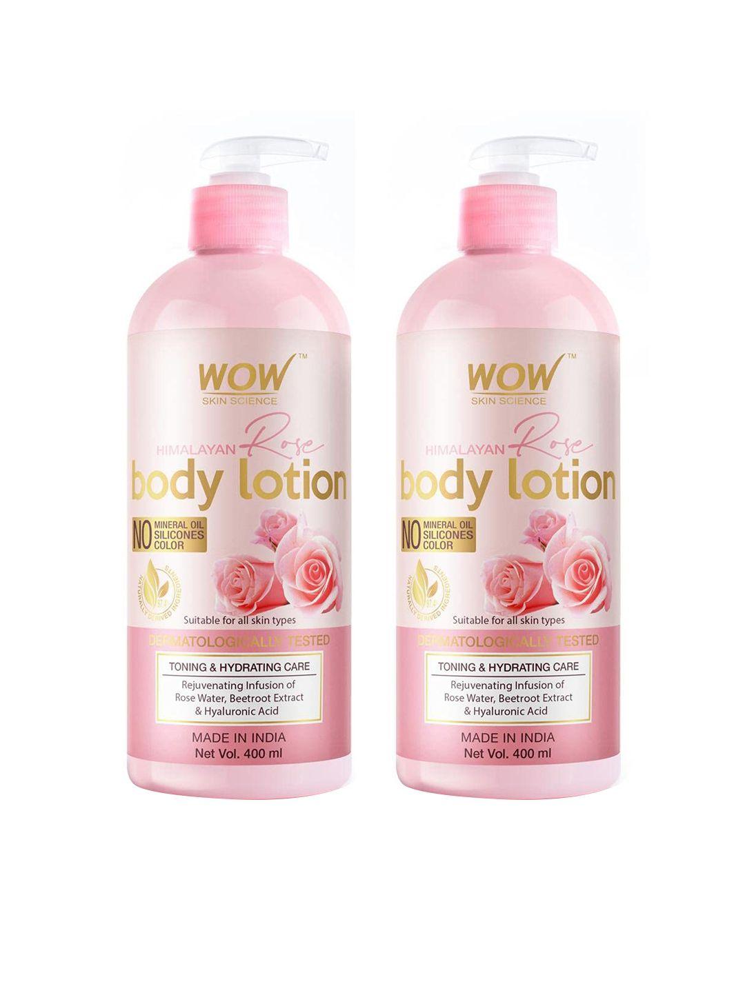 wow skin science set of 2 himalayan rose toning & hydrating body lotion - 400 ml each