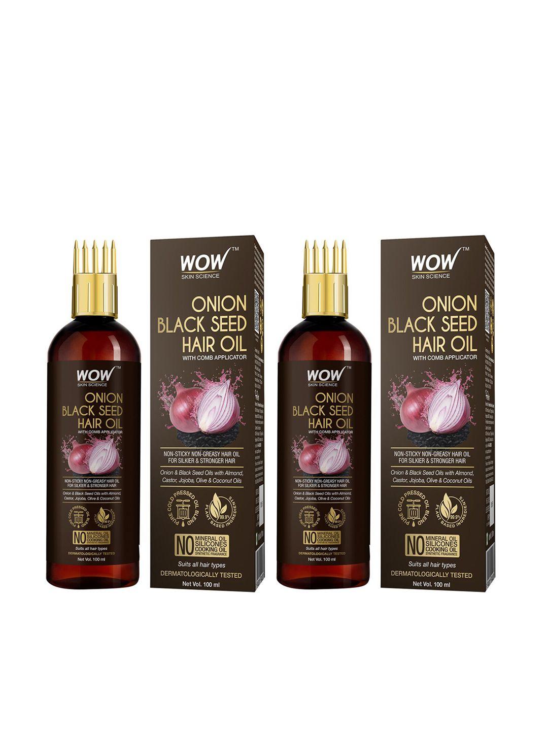 wow skin science set of 2 onion black seed hair oil with comb applicator