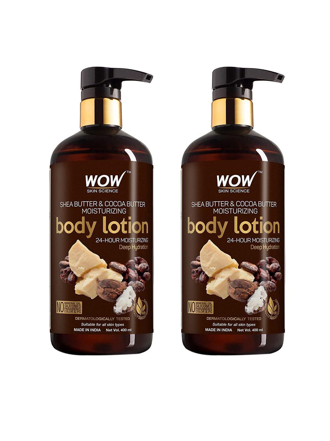 wow skin science set of 2 shea & cocoa butter moisturizing body lotion - 400 ml each