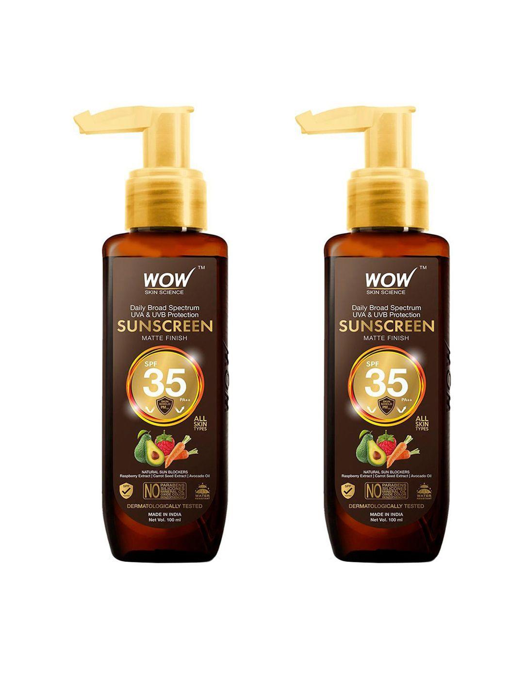 wow skin science set of 2 sunscreen matte finish spf 35 pa with avocado oil - 100 ml each