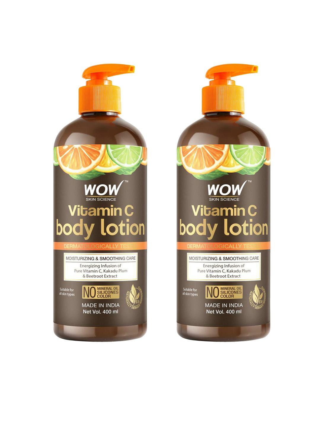 wow skin science set of 2 vitamin c moisturizing & smoothing body lotion - 400 ml each