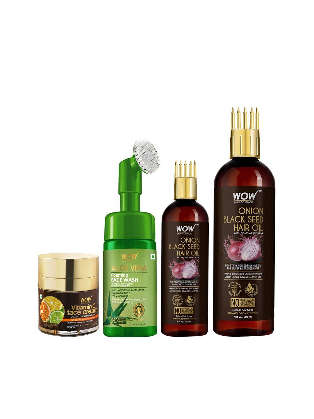 wow skin science set of face cream - face wash & 2 hair oil