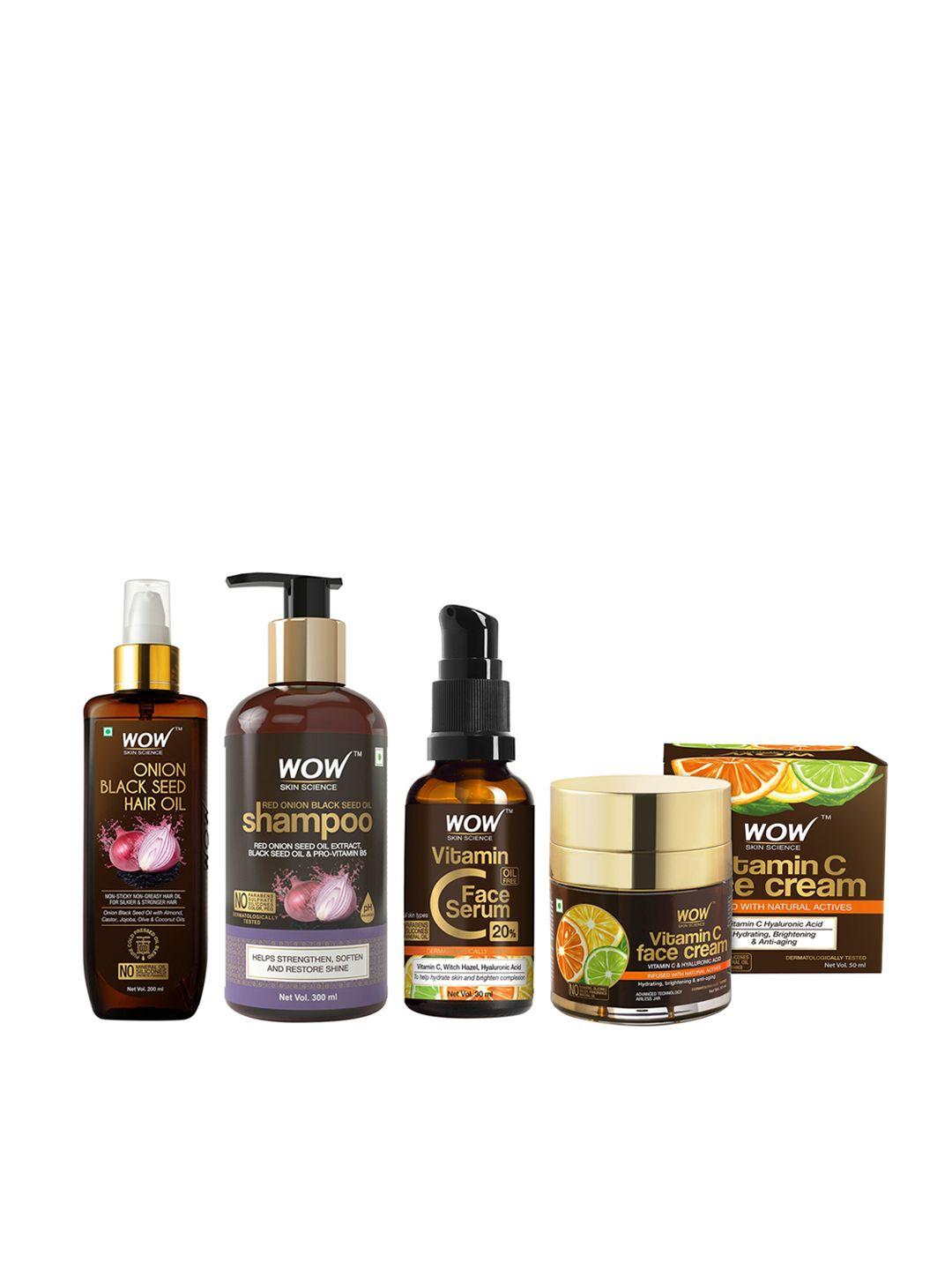 wow skin science set of face cream- serum- shampoo & hair oil