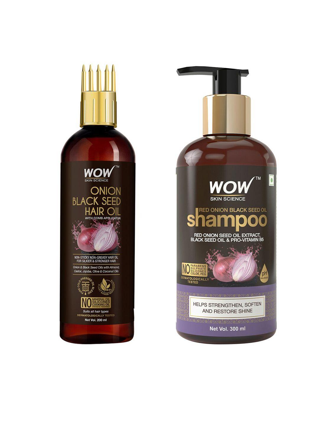 wow skin science set of onion black seed hair oil & shampoo