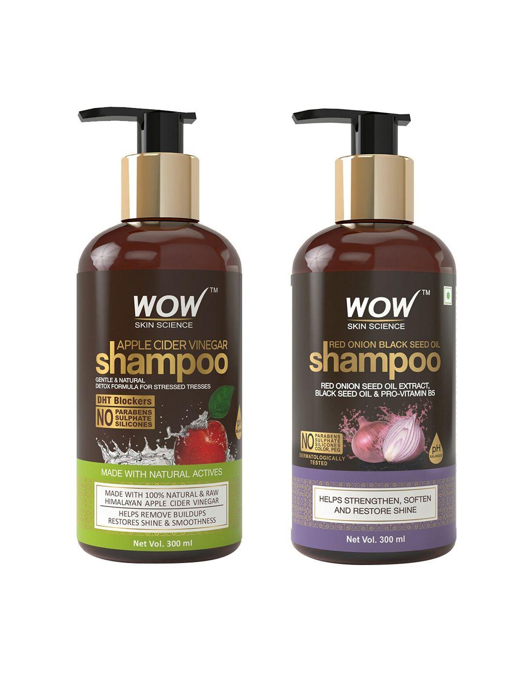 wow skin science set of onion black seed oil shampoo & apple cider vinegar shampoo