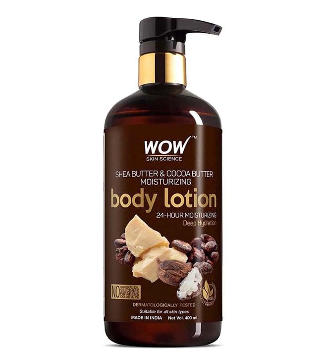 wow skin science shea & cocoa butter moisturizing body lotion - 400 ml