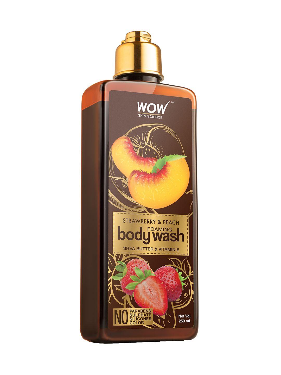 wow skin science strawberry & peach foaming body wash 250 ml