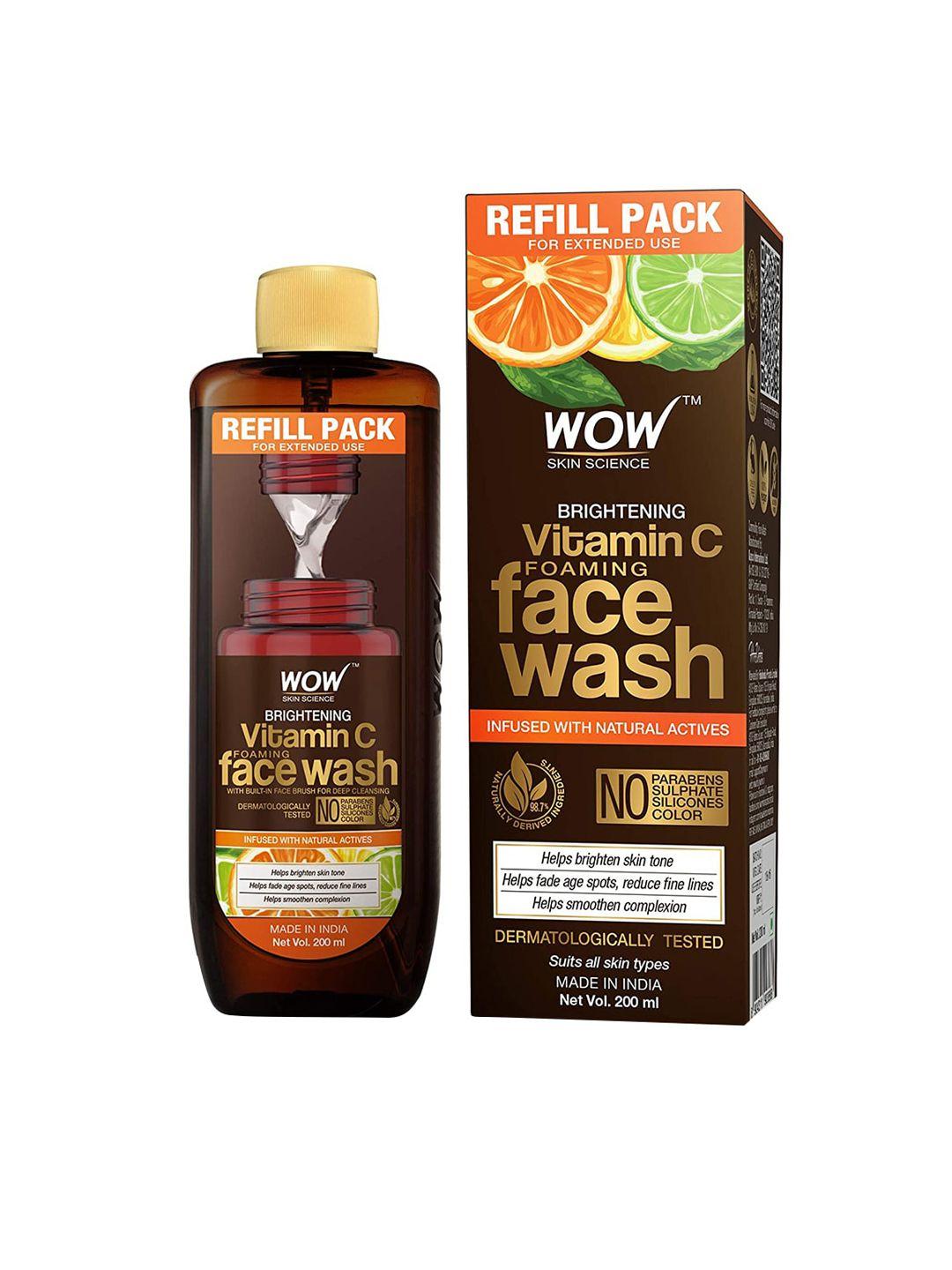 wow skin science unisex brightening vitamin c foaming face wash refill pack 200 ml