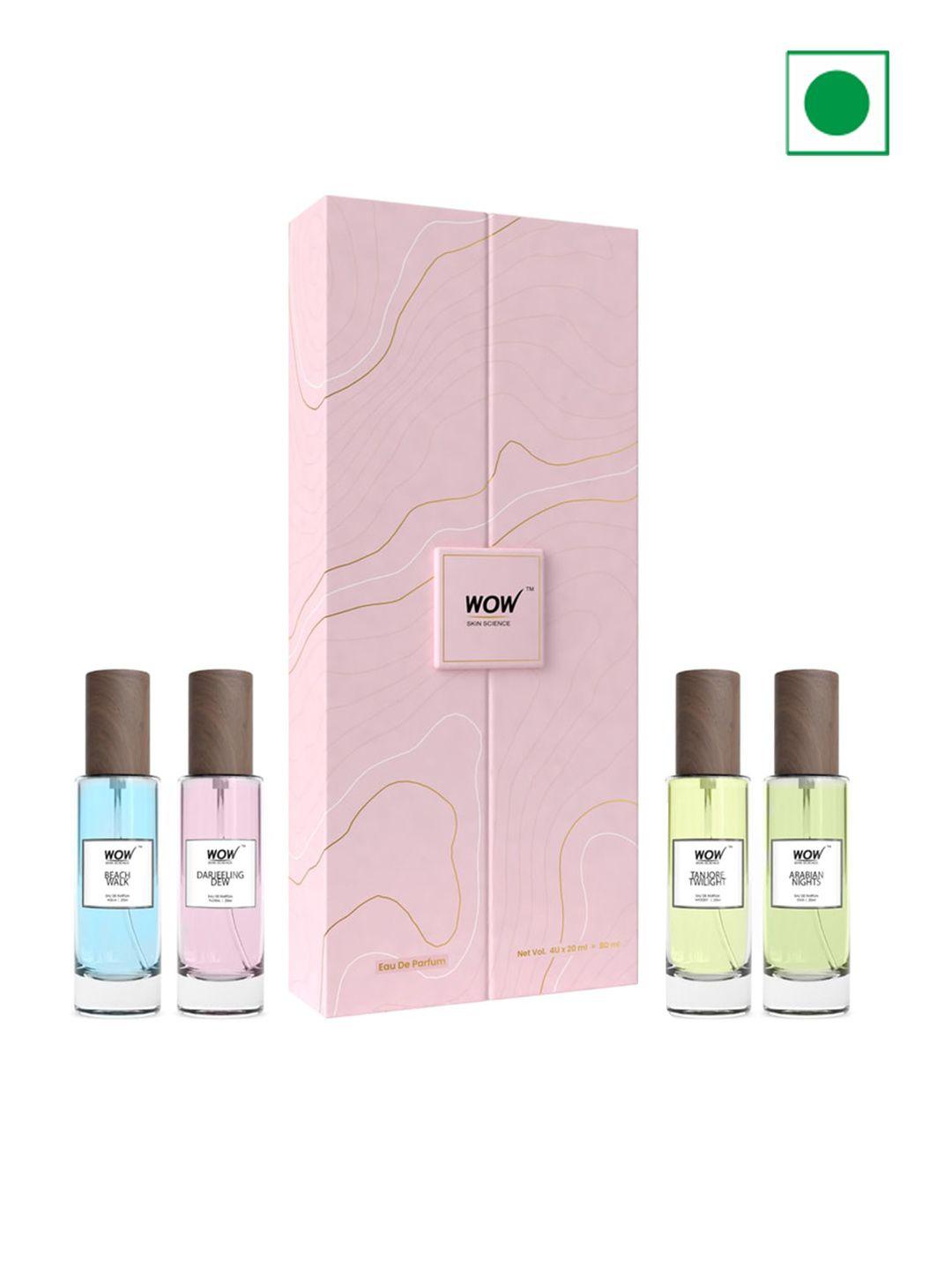 wow skin science women 4pc beach walk-darjeeling dew-tanjore twilight-arabian nights edp