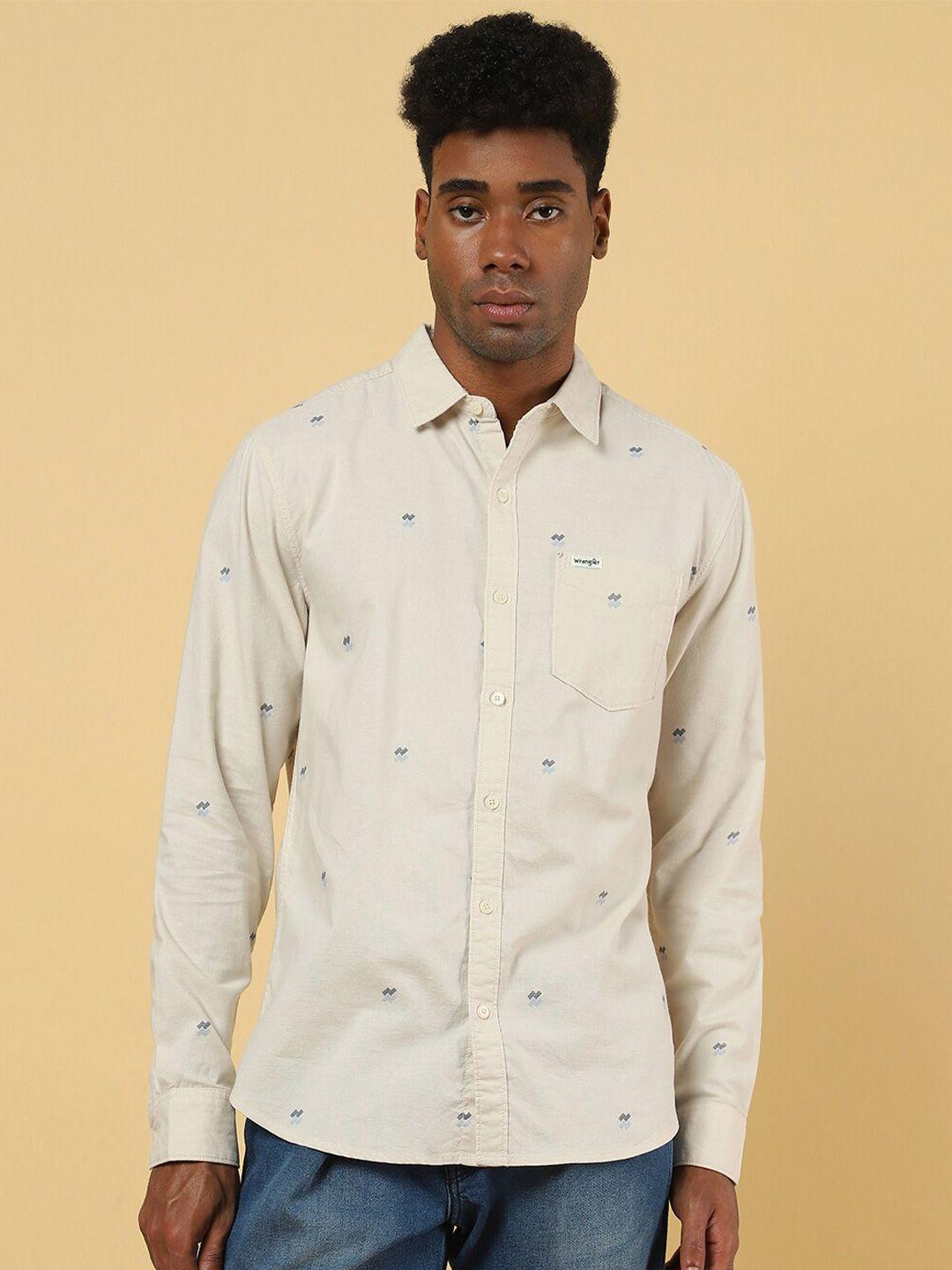 wrangler conversational printed cotton casual shirt