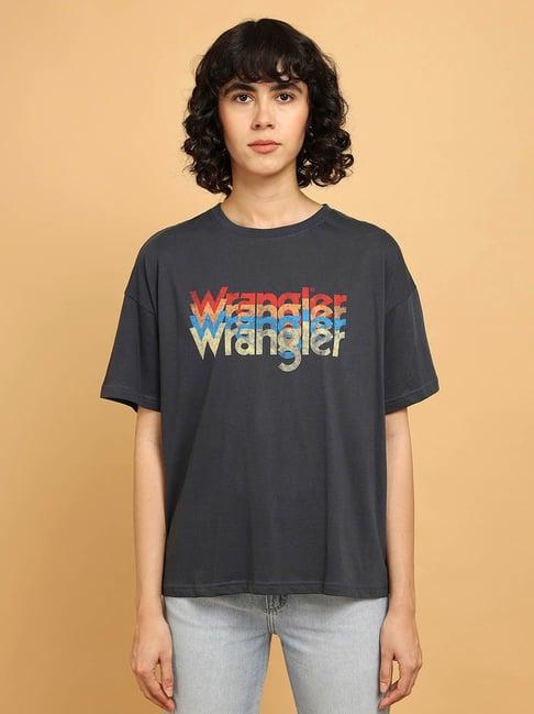 wrangler dark grey graphic print t-shirt