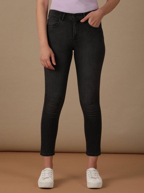 wrangler dark grey skinny fit high rise jeans