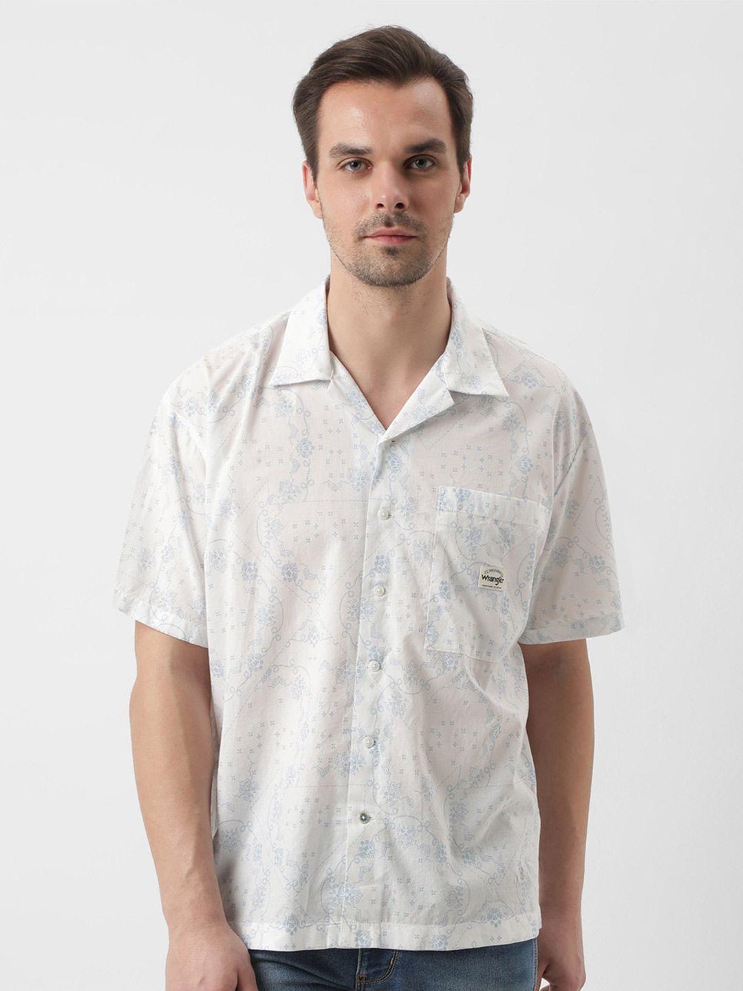 wrangler ethnic motif printed opaque cotton casual shirt