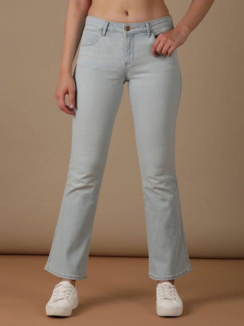 wrangler light blue relaxed fit mid rise jeans